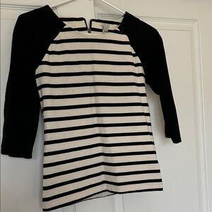 J Crew  Black and Cream Striped Long Sleeve Top Size XS